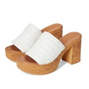 Seychelles White and Tan Platform Sandals